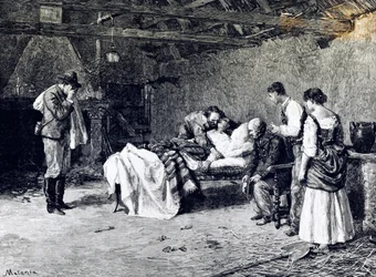 Morte di Anita Garibaldi nella fattoria del Marchese Guiccioli (illustrazione)