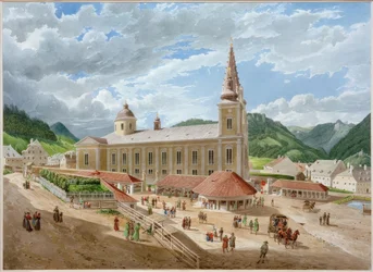 La basilica di Mariazell dalla piazza della chiesa