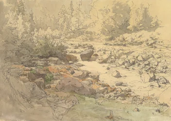 Paesaggio con rocce in un fiume vicino a Kronau