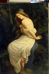 Ondina. Genio delle acque nella mitologia germanica, come la ninfa o naiade. Dipinto di Eduard Steinbrück (Steinbruck) (1802-1882)