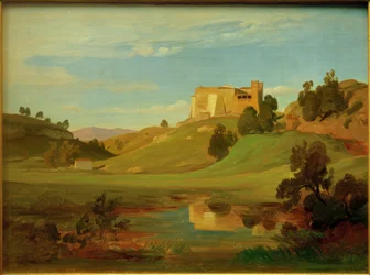 E.W. Pose, Paesaggio italiano con ampia valle