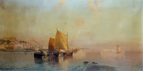 Porto di Napoli con barche