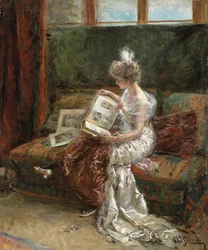 Leonie Garrido che guarda un album di stampe