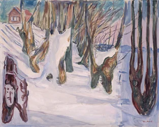 Paesaggio invernale con casa