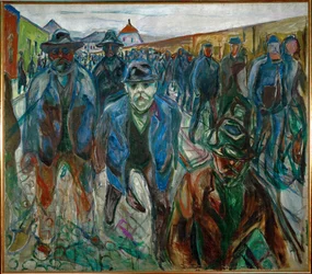 Lavoratori sulla strada di casa (pittura su tela)