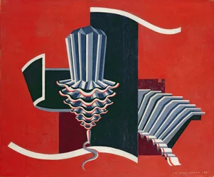 Composizione su Sfondo Rosso