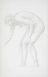 Nudo femminile in posizione ricurva