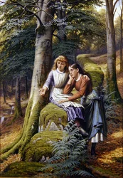 Due ragazze in un paesaggio