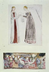 Due cameriere, copia da La Nascita di Maria di Giovanni da Milano dalla Cappella Rinuccini, Firenze