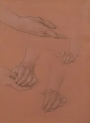 Studi di mani per il ritratto di Mary Gaskell