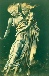 Studio di figure danzanti che si abbracciano: Un disegno per metallo