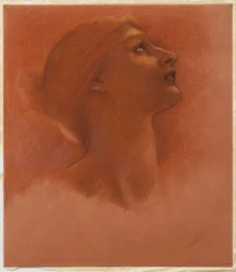 Studio della Testa di una Ragazza, che Guarda in Alto a Destra, c.1871