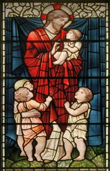 Wilden, Tutti i Santi, Morris & Co., Edward Burne-Jones, John Henry Dearle, Cristo che Benedice i Bambini, 1902-1914, Louisa, Alfred, I Baldwin, Primo Ministro, Metodista, Worcestershire, Arti e Mestieri