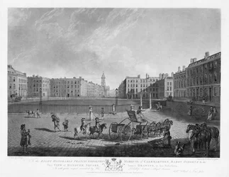 Piazza di Hannover, da una serie di quattro vedute delle piazze di Londra, incise da Robert Pollard (1755-1838) e Francis Jukes (1747-1812) 1781