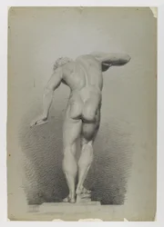 Studio di nudo, 1848 ca. (pastello nero e bianco su carta ondulata blu-verde, di media grammatura, leggermente strutturata)
