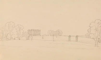 Vista distante di Easton Neston, Northants