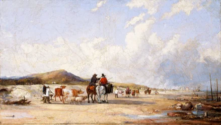 Attraversando le sabbie verso il mercato di Swansea, c1850