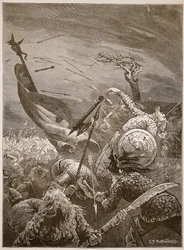 Morte di Harold nella battaglia di Hastings, illustrazione da 