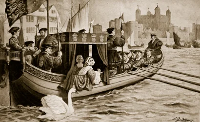 Catherine Howard viene condotta alla torre, illustrazione da 