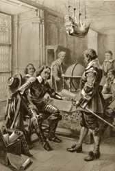 Robert Blake visita Oliver Cromwell nella Sala del Consiglio a Whitehall
