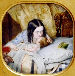 Il bacio della notte. Una madre bacia il suo bambino appena addormentato