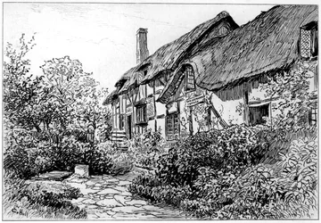 Cottage di Anne Hathaway a Shottery, Stratford-upon-Avon, Warwickshire, 1885