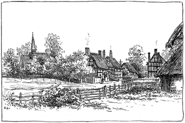 Luddington e la nuova chiesa, Warwickshire, 1885