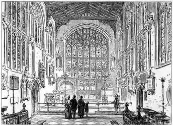 Il presbiterio della chiesa di Stratford, Stratford-upon-Avon, Warwickshire, 1885