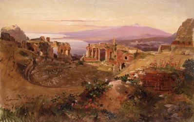 Una vista di Taormina, Sicilia