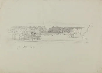 Vista attraverso un prato verso una chiesa, 1834
