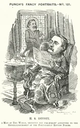 Cartone animato di Punch: Thomas Hay Sweet Estcott, giornalista e redattore inglese