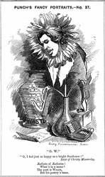 Oscar Wilde (1854-1900) drammaturgo, romanziere, poeta e umorista irlandese. Caricatura di Edward Linley Sambourne dalla sua serie 