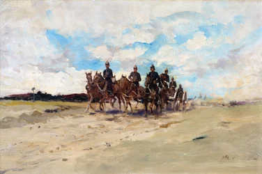 Artiglieria reale, una squadra di cannoni da campo in marcia, 1897