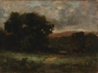Senza titolo (paesaggio con prato e alberi)
