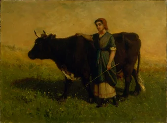 Senza titolo (donna che cammina con una mucca)