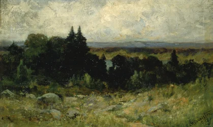 Paesaggio senza titolo, campi con rocce e alberi, 1893