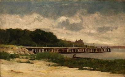Paesaggio senza titolo con molo