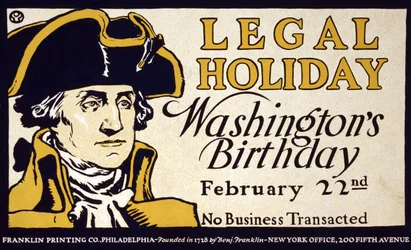 Festività legale, compleanno di Washington, 22 febbraio; nessun affare concluso, pubblicato negli anni 1890