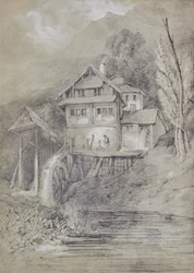 Paesaggio con mulino ad acqua