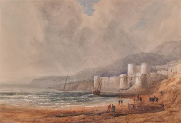Paesaggio marino con fortezza o castello
