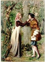 Celia dice a Rosalind che Orlando è nella foresta