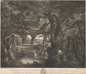 Una Scena Mattutina della Foresta con Rinaldo sulla Riva del Fiume Incantato