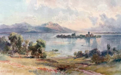 Chiemsee - Isola delle donne (litografia a colori)
