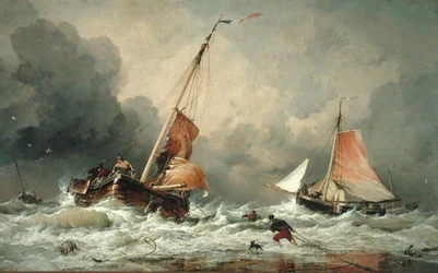 Pincks olandesi che arrivano e si preparano a prendere il mare al ritorno della marea