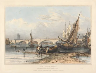 Nuovo ponte di Londra da Billingsgate (bassa marea)