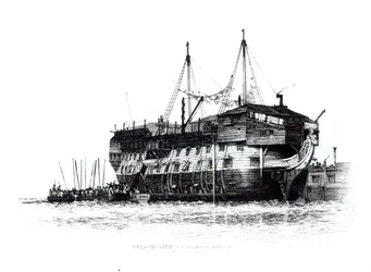 Nave Prigione nel Porto di Portsmouth: Prigionieri che Salgono a Bordo, 1828