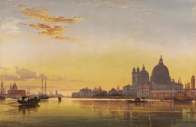 Tramonto sulla laguna di Venezia, chiesa dell