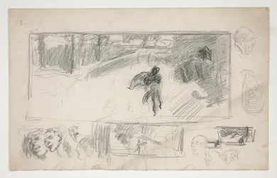 Schizzi assortiti (recto); Schizzo di un uomo con mantello (verso)