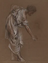 Donna piegata in abito classico - studio per