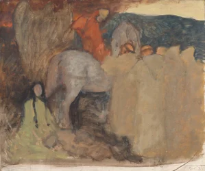 Studio compositivo, possibilmente per Galahad parte dalla terra, in La ricerca e il raggiungimento del Santo Graal, Sala di Consegna dei Libri, Biblioteca Pubblica di Boston